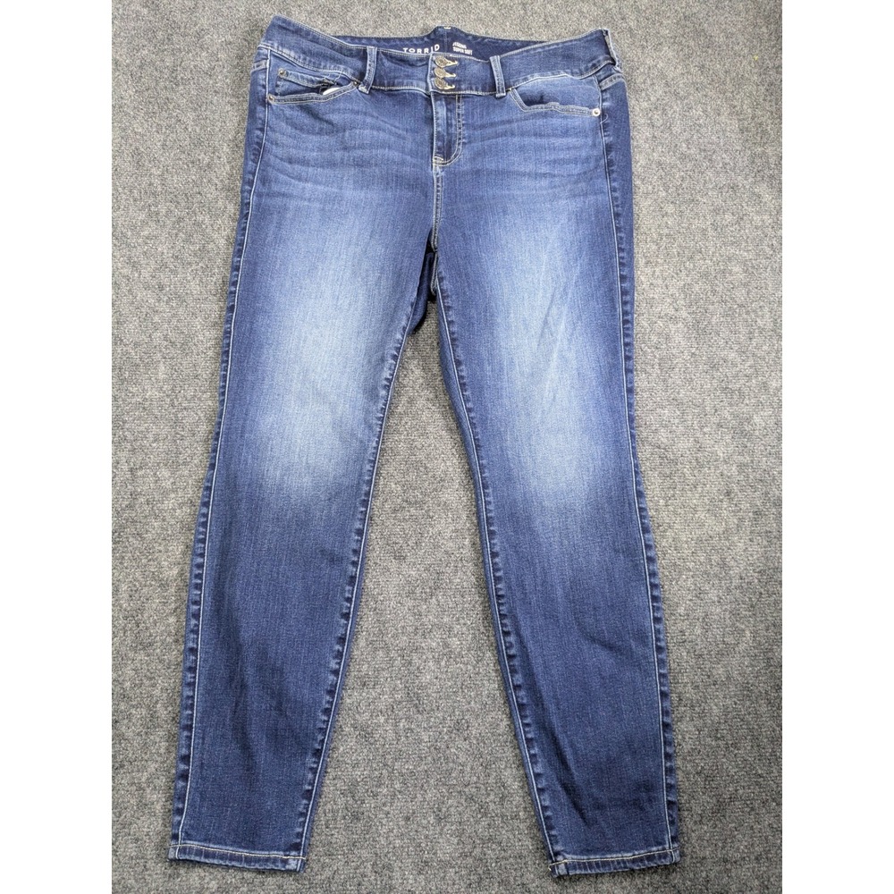Torrid Jegging Super Soft Women 18R Blue Medium Wash Triple Button Slim Stretch